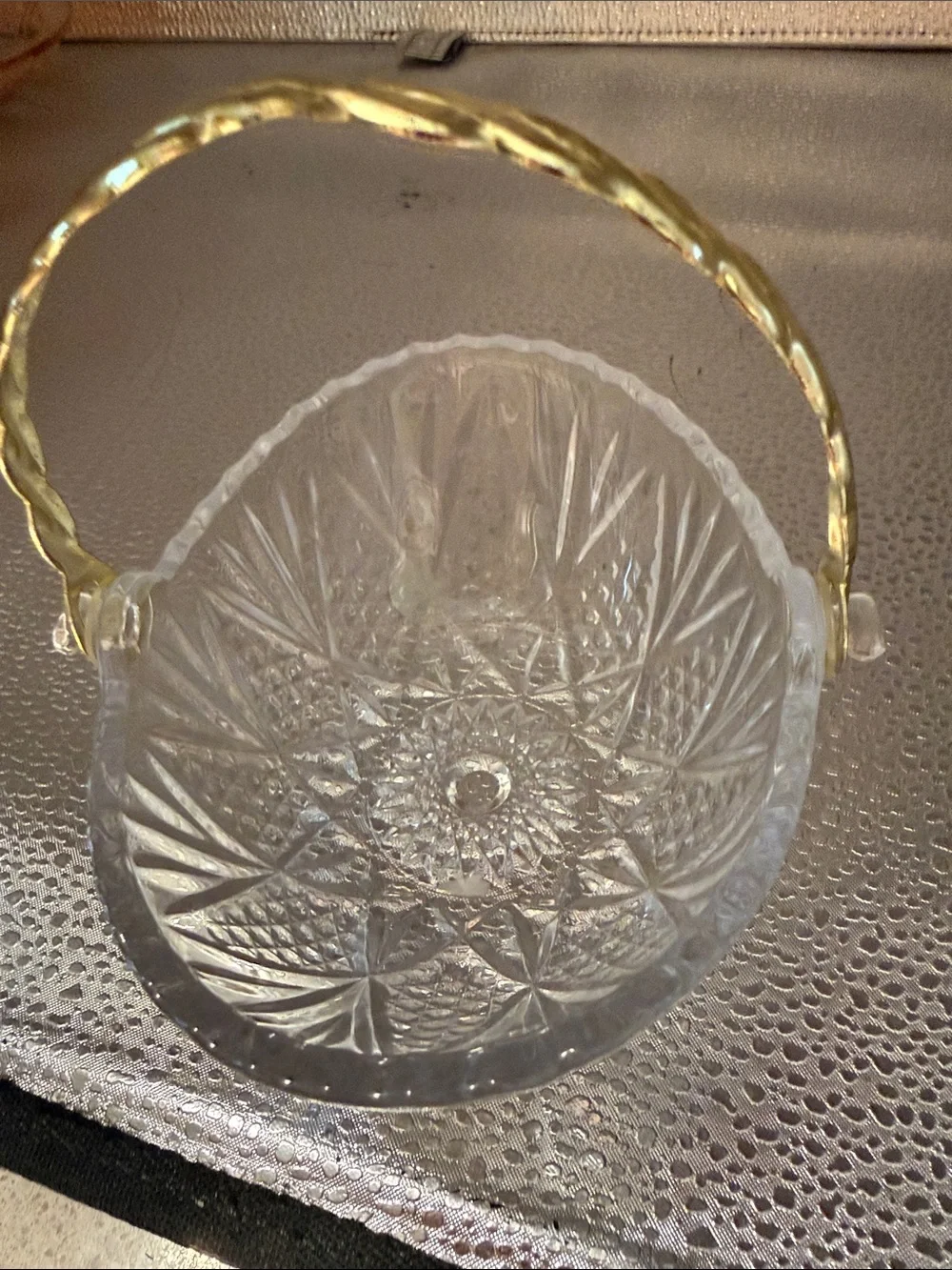 Vintage Mikasa Crystal Mini Basket Candy Dish
